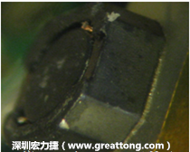 使用銀(Ag)鍍層的電源電感器(Power Inductors)，經(jīng)過推力測試后，零件端點上已經(jīng)看不到任何鍍層的痕跡了，所以其耐推力就比較小。