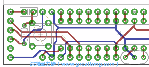 4.2. 然后在電路板的背面進(jìn)行布線。